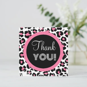 Carte De Remerciements Impression guépard rose noir et blanc personnalisé