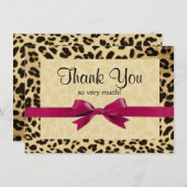 Carte De Remerciements Imprimé léopard rose vif ruban Note de remerciemen (Devant / Derrière)