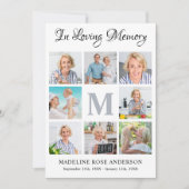 Carte De Remerciements In Love Memory 8 Photo Collage Sympathie funéraire (Devant)