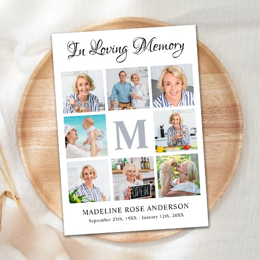Carte De Remerciements In Love Memory 8 Photo Collage Sympathie funéraire