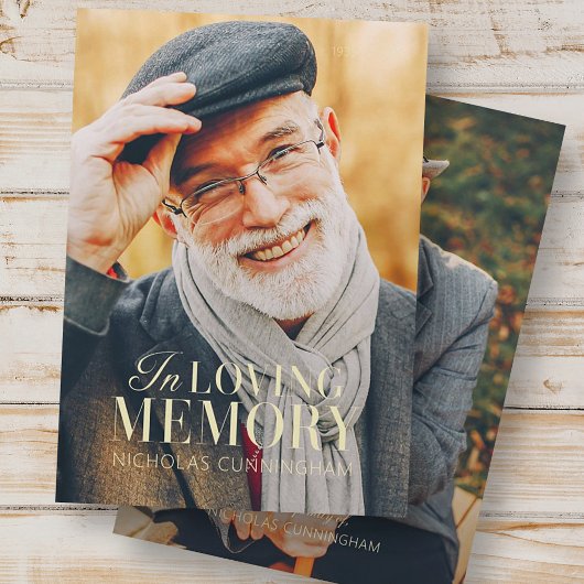 Carte De Remerciements In Love Memory Modern Elegant Photo Memorial