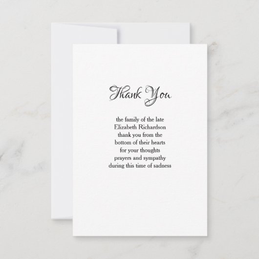 Carte De Remerciements In Love Memory Photo Élégant Script Funeral (Dos)