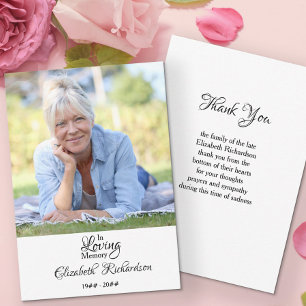 Carte De Remerciements In Love Memory Photo Élégant Script Funeral