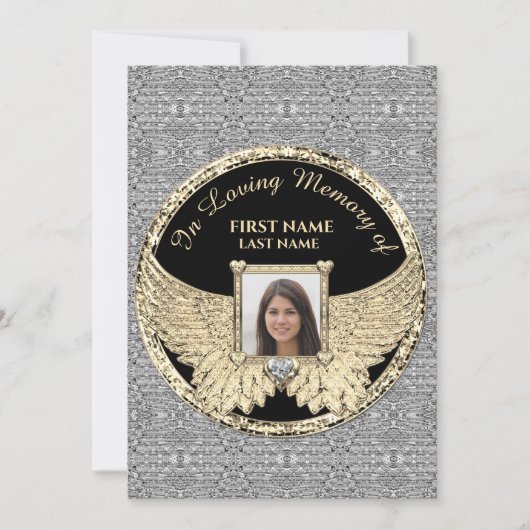 Carte De Remerciements In Love Memory Photo Silver and Gold   (Devant)