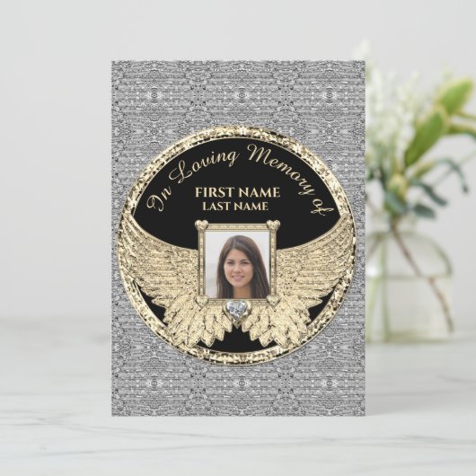 Carte De Remerciements In Love Memory Photo Silver and Gold   (Debout devant)