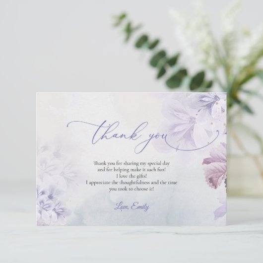Carte De Remerciements Incroyable Baby Shower rose poussiéreux violet de (Debout devant)