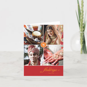 Carte de remerciements indien de photo du mariage
