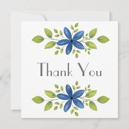 Carte De Remerciements Indigo Aquarelle Florale Swag 2 (Devant)