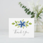 Carte De Remerciements Indigo Aquarelle Florale Swag 2 (Debout devant)