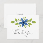 Carte De Remerciements Indigo Aquarelle Florale Swag 2 (Devant / Derrière)
