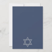 CARTE DE REMERCIEMENTS INDIGO BLEU EAU COULEUR POINTS BAT BAR MITZVAH INV (Dos)