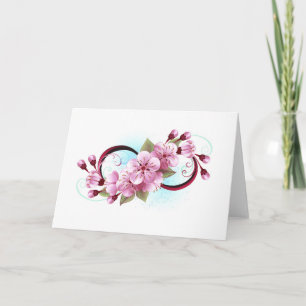 Carte De Remerciements Infinité avec les fleurs Sakura