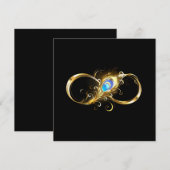 Carte De Remerciements Infinité avec plume de paon doré (Devant / Derrière)