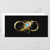 Carte De Remerciements Infinité avec plume de paon doré (Devant / Derrière)