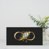 Carte De Remerciements Infinité avec plume de paon doré (Debout devant)