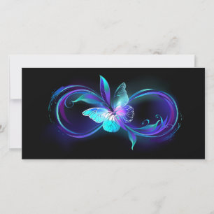 Carte De Remerciements Infinité brillante avec papillon magique