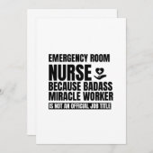 Carte De Remerciements Infirmière de salle d'urgence parce que travailleu (Devant / Derrière)