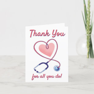 Carte De Remerciements Infirmière Docteur Coeur Médicale Stéthoscope Infi