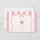 Carte De Remerciements Infirmière Fancy Coquette Pink Bow Graduation (Devant)