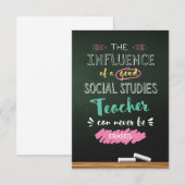 Carte De Remerciements Influence d'un bon professeur d'études sociales (Devant / Derrière)