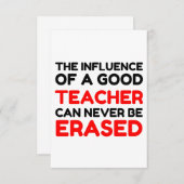 CARTE DE REMERCIEMENTS INFLUENCE D'UN ENSEIGNANT (Devant / Derrière)