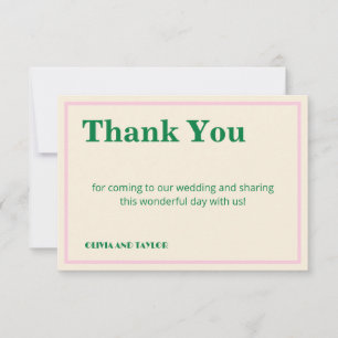 Carte De Remerciements Informations sur le mariage à rayures rétro modern