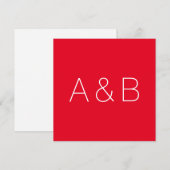 Carte De Remerciements Initiales de couple personnalisées rouges minimali (Devant / Derrière)