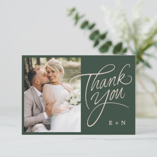 Carte De Remerciements Initiales de Mariage de script de monogrammes empi (Debout devant)