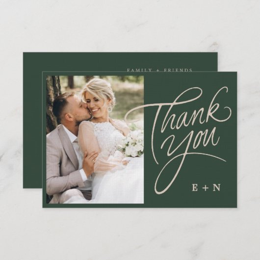 Carte De Remerciements Initiales de Mariage de script de monogrammes empi (Devant / Derrière)