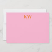 Carte De Remerciements Initiales du Monogramme rose moderne personnalisée (Devant)