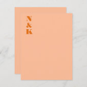 Carte De Remerciements Initiales minimalistes modernes Monogrammes Peach (Devant / Derrière)