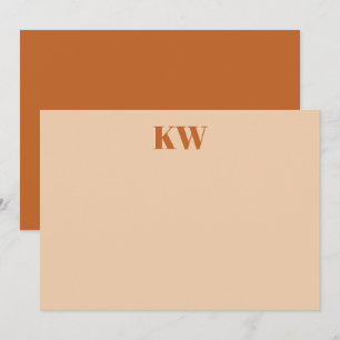 Carte De Remerciements Initiales Monogramme en Terracotta Moderne Personn