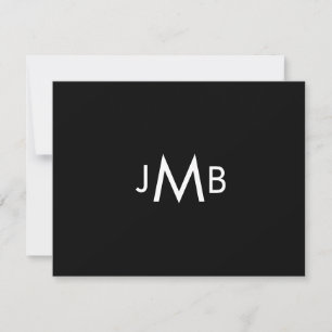 Carte De Remerciements Initiales monogrammées minimalistes noires pliées