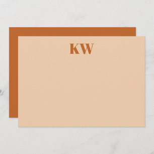 Carte De Remerciements Initiales Monogrammes en terre cuite moderne Perso