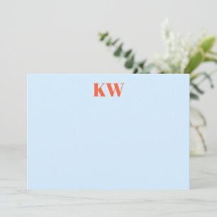 Carte De Remerciements Initiales personnalisées Monogramme Moderne Bleu O