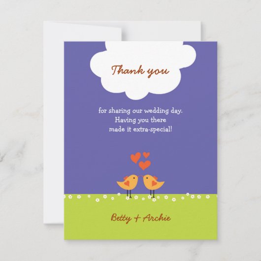 Carte De Remerciements Inséparables de caricatures mignons (nuit) Mariage (Devant)