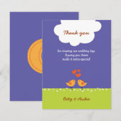 Carte De Remerciements Inséparables de caricatures mignons (nuit) Mariage (Devant / Derrière)