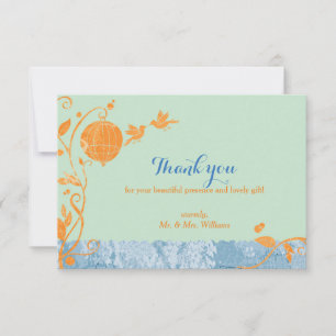 Carte De Remerciements Inséparables de la cage d'oiseaux Mint Mariage ver