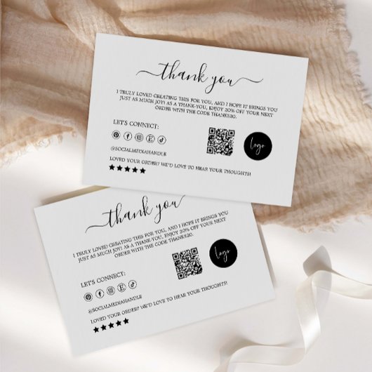 Carte de remerciements | Insertion d'emballage Biz