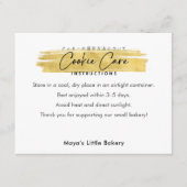 Carte De Remerciements Instructions de soin de biscuits à trait de pincea (Devant)