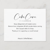 Carte De Remerciements Instructions de soin de gâteau de script moderne (Devant)