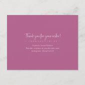 Carte De Remerciements Instructions de soin de gâteau Rose Simple Texte (Dos)