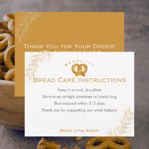 Carte De Remerciements Instructions de soin de pain de blé de bretzel rus
