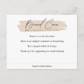 Carte De Remerciements Instructions de soin du pain Beige Simple Script (Devant)