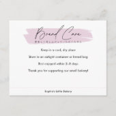 Carte De Remerciements Instructions de soin du pain Rose Simple Script (Devant)