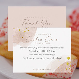 Carte De Remerciements Instructions de soin pour cookies à l'aquarelle Ro