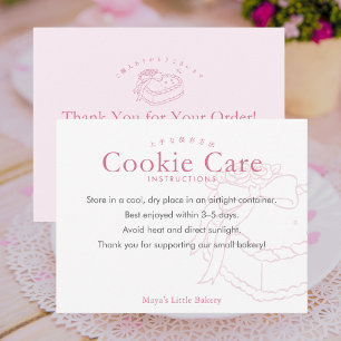 Carte De Remerciements Instructions de soin pour les cookies Coquette Ros