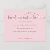 Carte De Remerciements Instructions de soins de pain de script rose simpl (Devant)