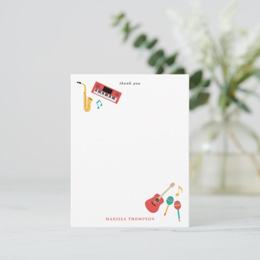 Carte De Remerciements Instruments de musique Thème musical Motif (Debout devant)