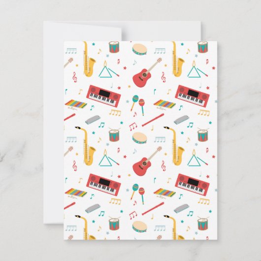 Carte De Remerciements Instruments de musique Thème musical Motif (Dos)